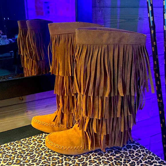 Stringed Boots Brown Suede New Never Worn - Picture 1 of 8